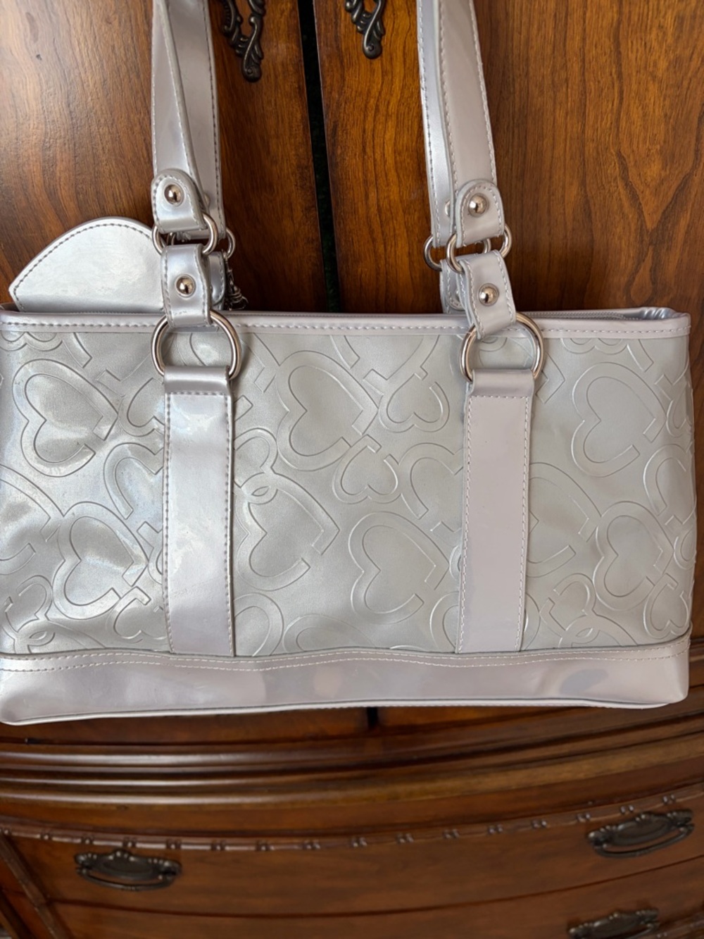 Oxo Silver Heart-Patterned Tote Bag OXO